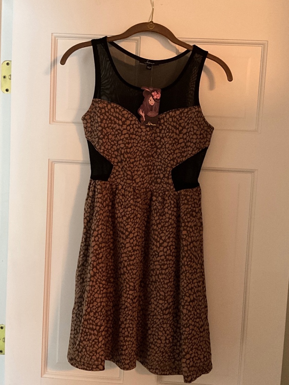 Soprano black and brown animal print skater dress size S